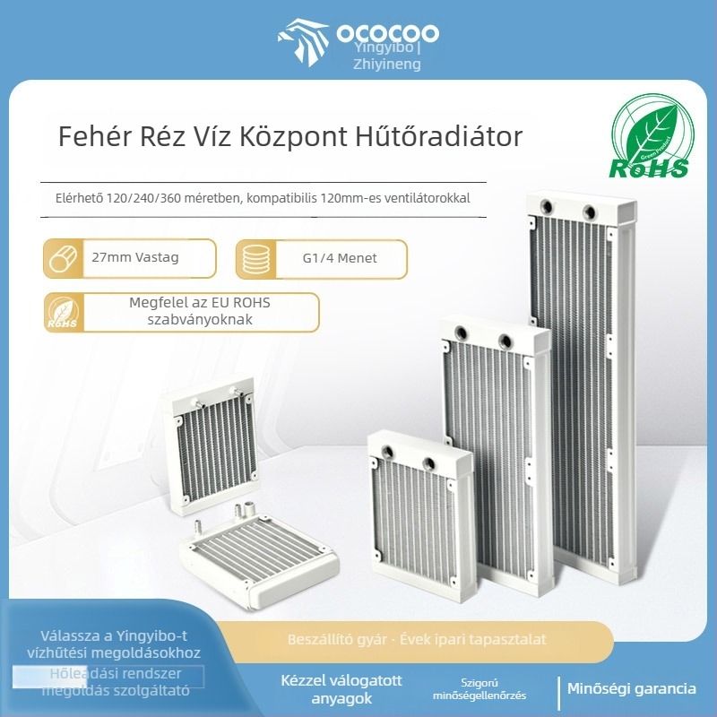 Vízhűtő radiátor, alumínium ház, 12 hőcső, CPU-kompatibilis, modellek 120/240/360