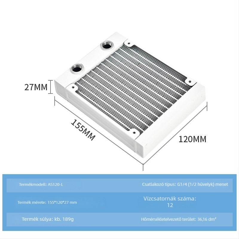 Vízhűtő radiátor, alumínium ház, 12 hőcső, CPU-kompatibilis, modellek 120/240/360