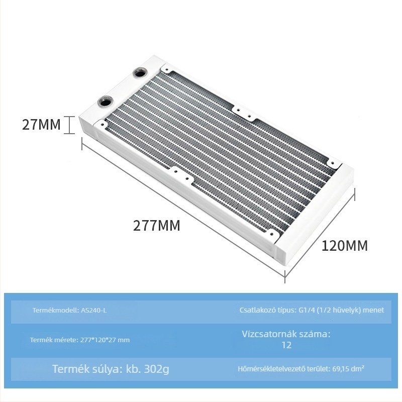 Vízhűtő radiátor, alumínium ház, 12 hőcső, CPU-kompatibilis, modellek 120/240/360