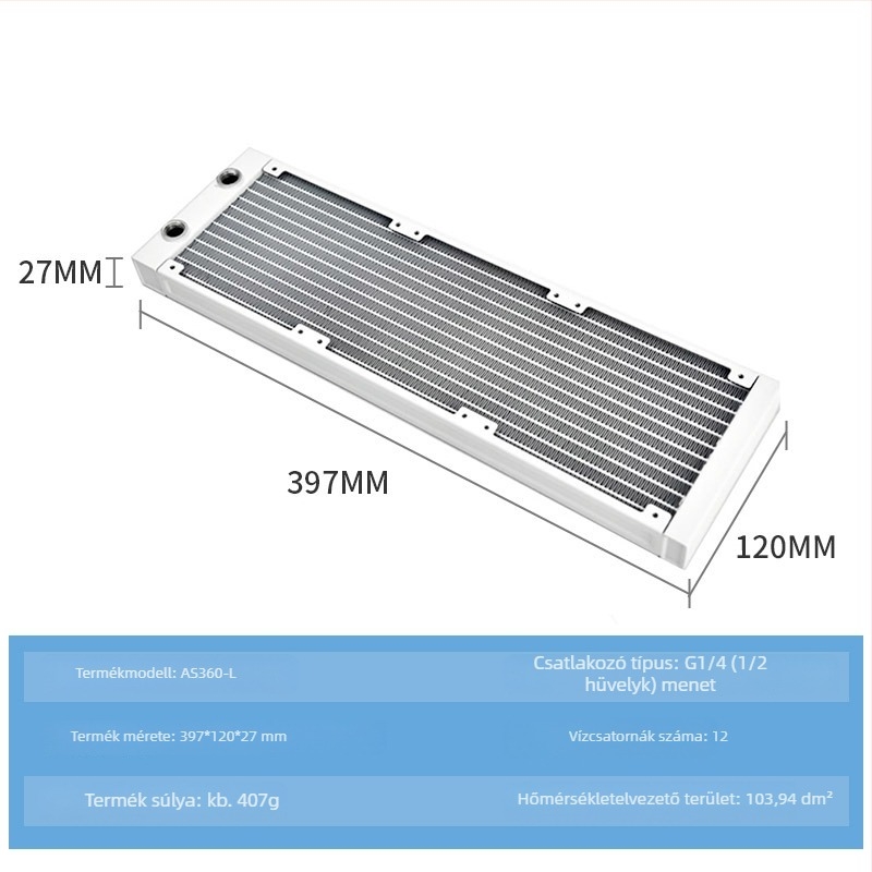 Vízhűtő radiátor, alumínium ház, 12 hőcső, CPU-kompatibilis, modellek 120/240/360