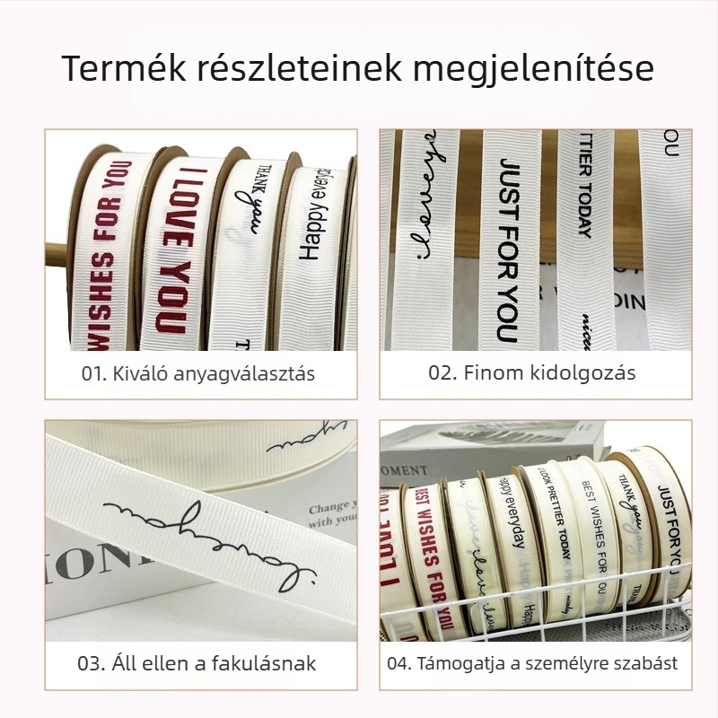 Születésnapi torta szalag ajándékdobozokhoz és virágcsokrokhoz bordázott textúrával