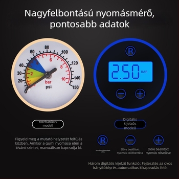 Hordozható autógumi-fújó pumpa, akkumulátoros, 36–96V, 120W, 5A
