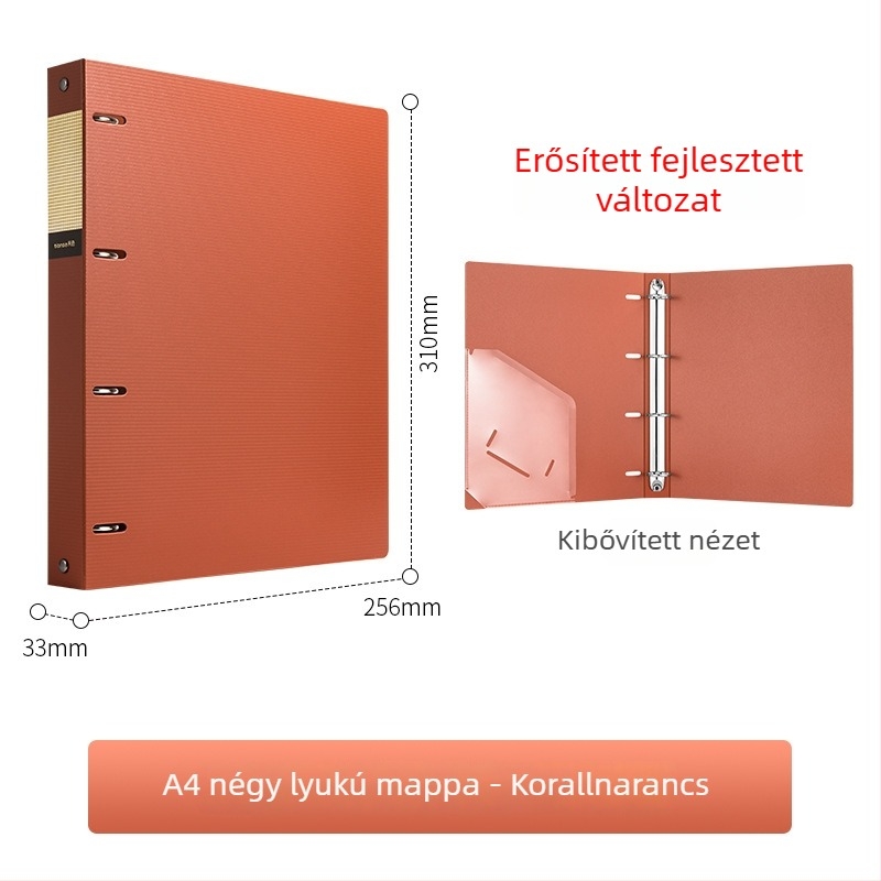 Ts-1615 Négylyukú A4 PP iratrendező beillesztő oldalakkal, testre szabható, nyomtatott logó