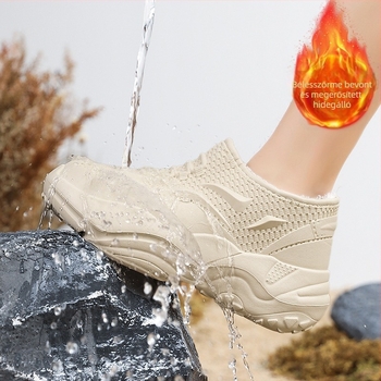 Unisex EVA esőcsizma műszőrme béléssel, középmagas csővel, vízálló és csúszásmentes munkacipő mind a szezonokra