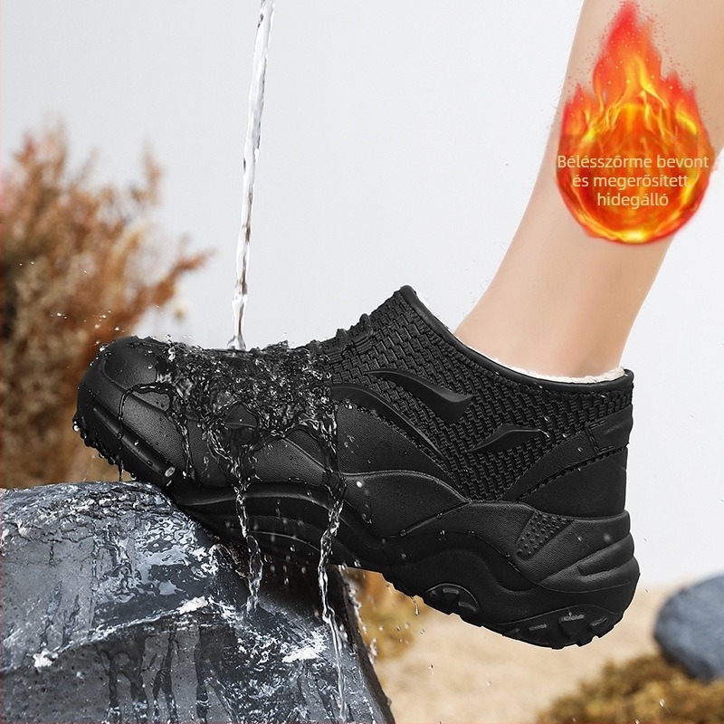 Unisex EVA esőcsizma műszőrme béléssel, középmagas csővel, vízálló és csúszásmentes munkacipő mind a szezonokra