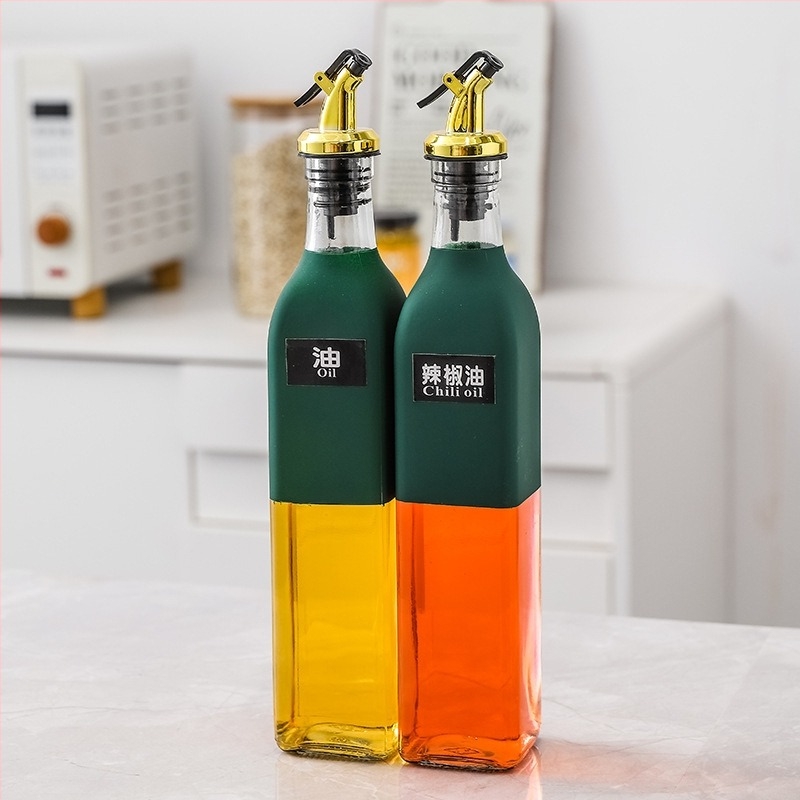 Kerámia fűszertartó készlet a konyhához — olaj, só, szezárolaj, szósz és ecet üvegek automata fedelekkel, japán stílusú