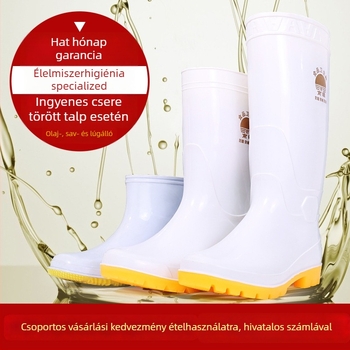 Műanyag esőcsizmák élelmiszeripar számára – higiénikus kantin cipő, középmagasságú, csúszásmentes talp