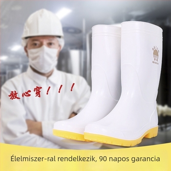 Műanyag esőcsizmák élelmiszeripar számára – higiénikus kantin cipő, középmagasságú, csúszásmentes talp