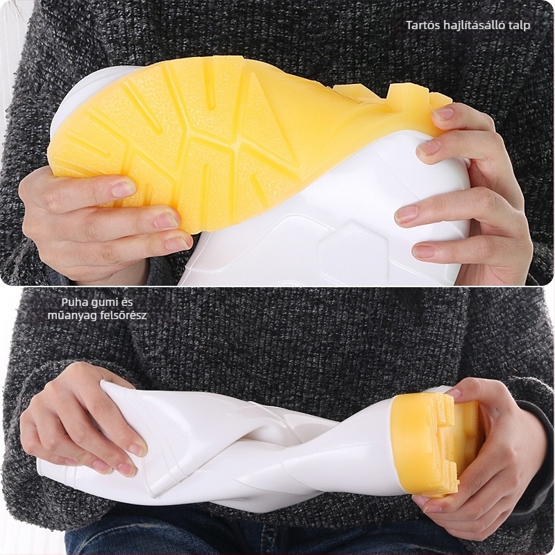 Műanyag esőcsizmák élelmiszeripar számára – higiénikus kantin cipő, középmagasságú, csúszásmentes talp