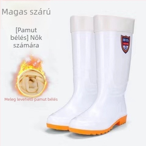 Konyhai esőcsizma, PVC felsőrész, magas szár, bélés mesterséges gyapjú, talp: beef tendon, csúszásmentes