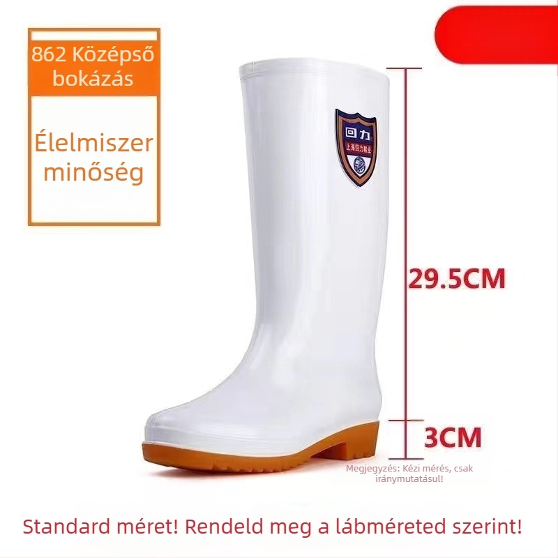 Konyhai esőcsizma, PVC felsőrész, magas szár, bélés mesterséges gyapjú, talp: beef tendon, csúszásmentes