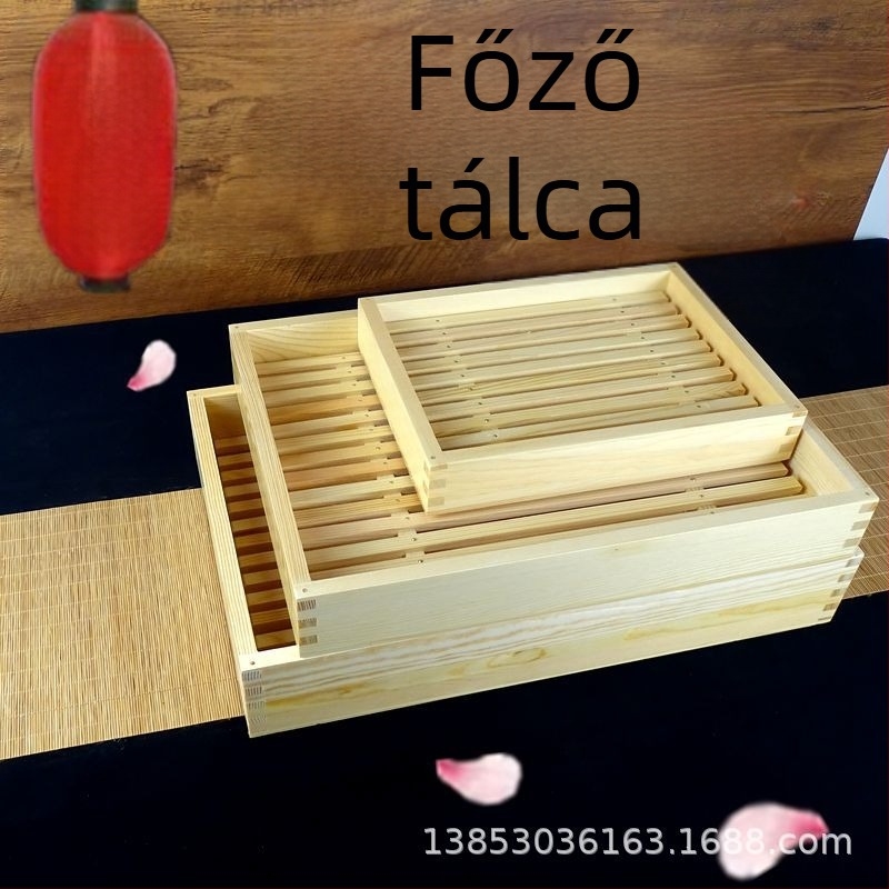 Sushi fadoboz természetes fából, testreszabható belsővel, nyomtatott logóval és csomagoló dobozzal