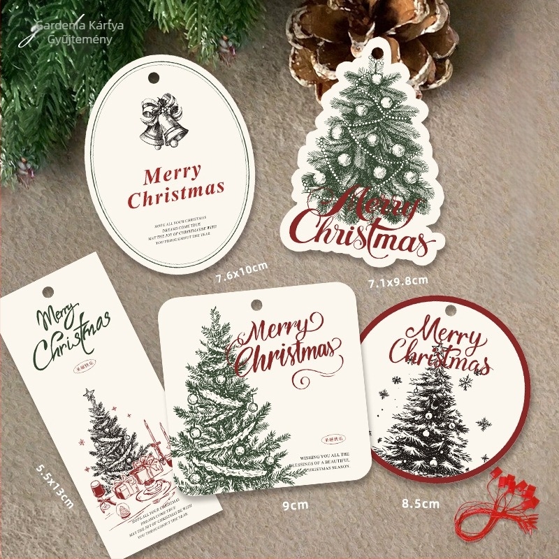 Karácsonyi üdvözlőlap — Gardenia Card Collection; bevont papír, négyszínnyomás, egyszerű és modern stílus