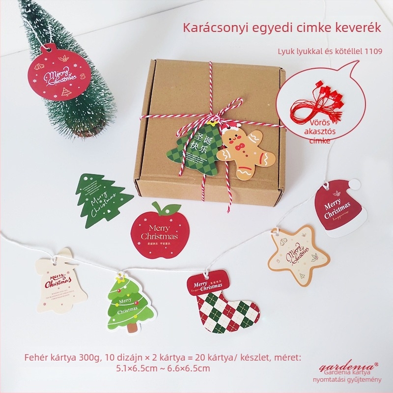 Karácsonyi üdvözlőlap — Gardenia Card Collection; bevont papír, négyszínnyomás, egyszerű és modern stílus
