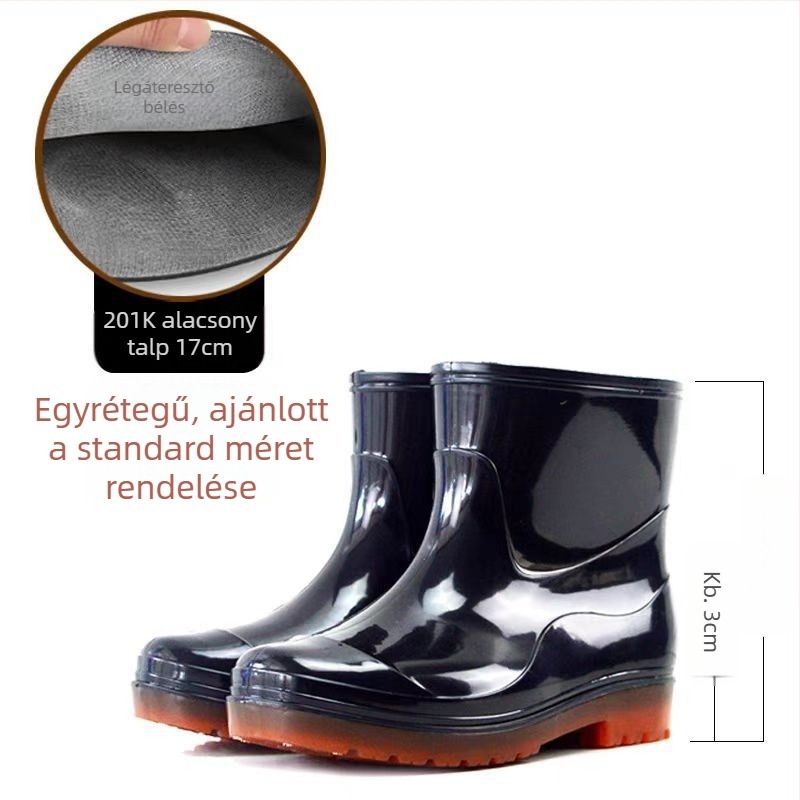1302 Modell Magasított PVC Esőcsizmák — Uniszex, PVC Felsőrész, Gumírozott Talp, Csúszásmentes