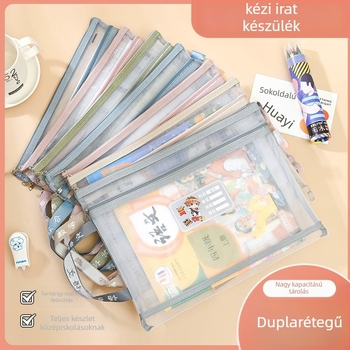 Yifa A4 Diák Zárható Tantárgy Tasak — Nylon Háló Anyag, Zipper Stílus, Karikatúra Stílus, 35 g (egy réteg) / 50 g (két réteg)