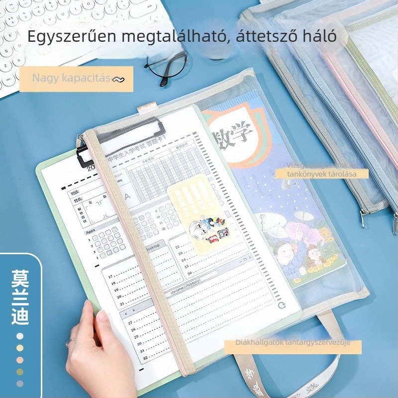 Yifa A4 Diák Zárható Tantárgy Tasak — Nylon Háló Anyag, Zipper Stílus, Karikatúra Stílus, 35 g (egy réteg) / 50 g (két réteg)