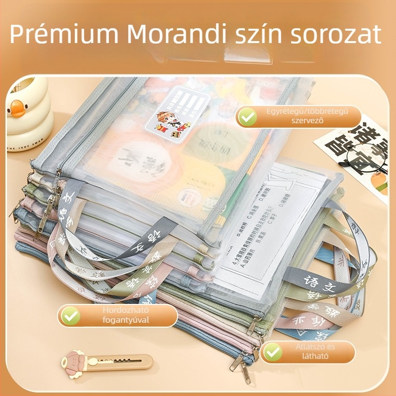 Yifa A4 Diák Zárható Tantárgy Tasak — Nylon Háló Anyag, Zipper Stílus, Karikatúra Stílus, 35 g (egy réteg) / 50 g (két réteg)
