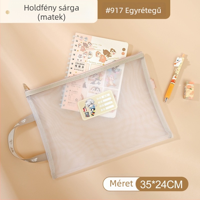Yifa A4 Diák Zárható Tantárgy Tasak — Nylon Háló Anyag, Zipper Stílus, Karikatúra Stílus, 35 g (egy réteg) / 50 g (két réteg)