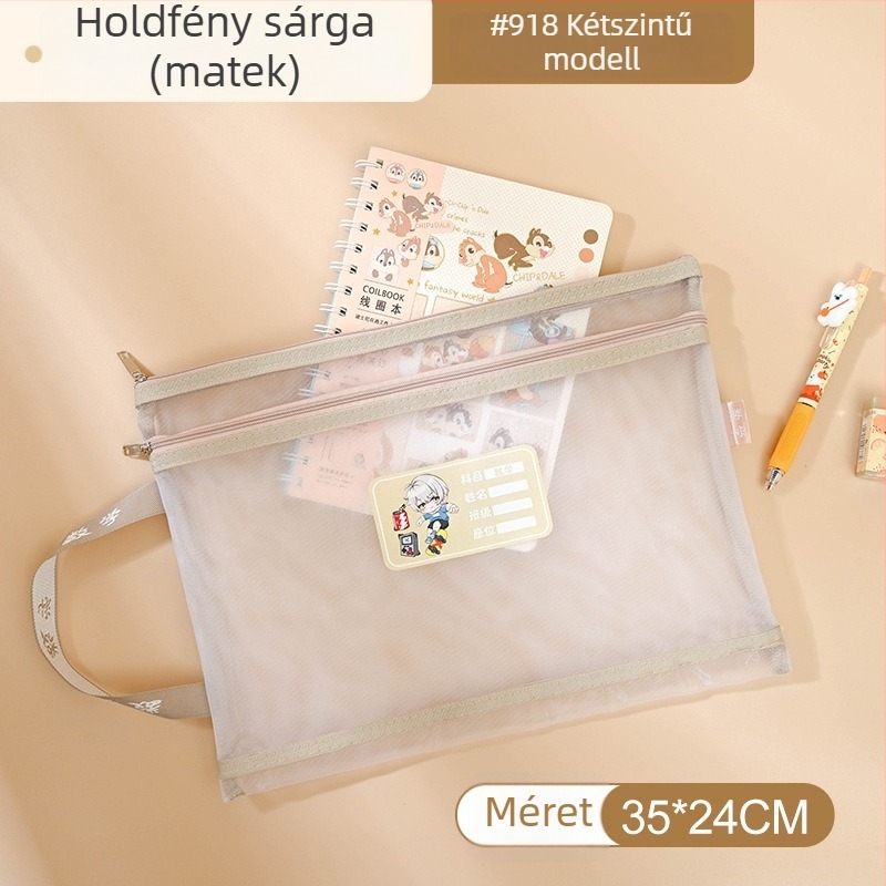 Yifa A4 Diák Zárható Tantárgy Tasak — Nylon Háló Anyag, Zipper Stílus, Karikatúra Stílus, 35 g (egy réteg) / 50 g (két réteg)
