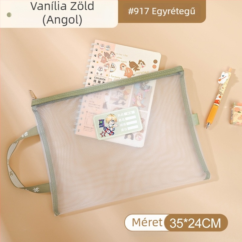 Yifa A4 Diák Zárható Tantárgy Tasak — Nylon Háló Anyag, Zipper Stílus, Karikatúra Stílus, 35 g (egy réteg) / 50 g (két réteg)