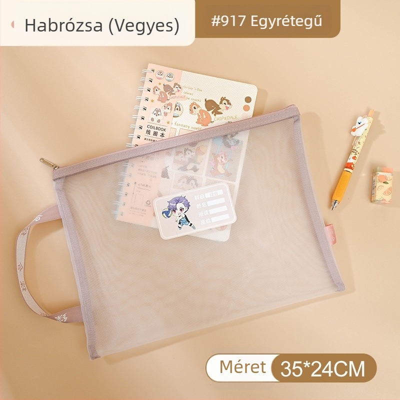 Yifa A4 Diák Zárható Tantárgy Tasak — Nylon Háló Anyag, Zipper Stílus, Karikatúra Stílus, 35 g (egy réteg) / 50 g (két réteg)