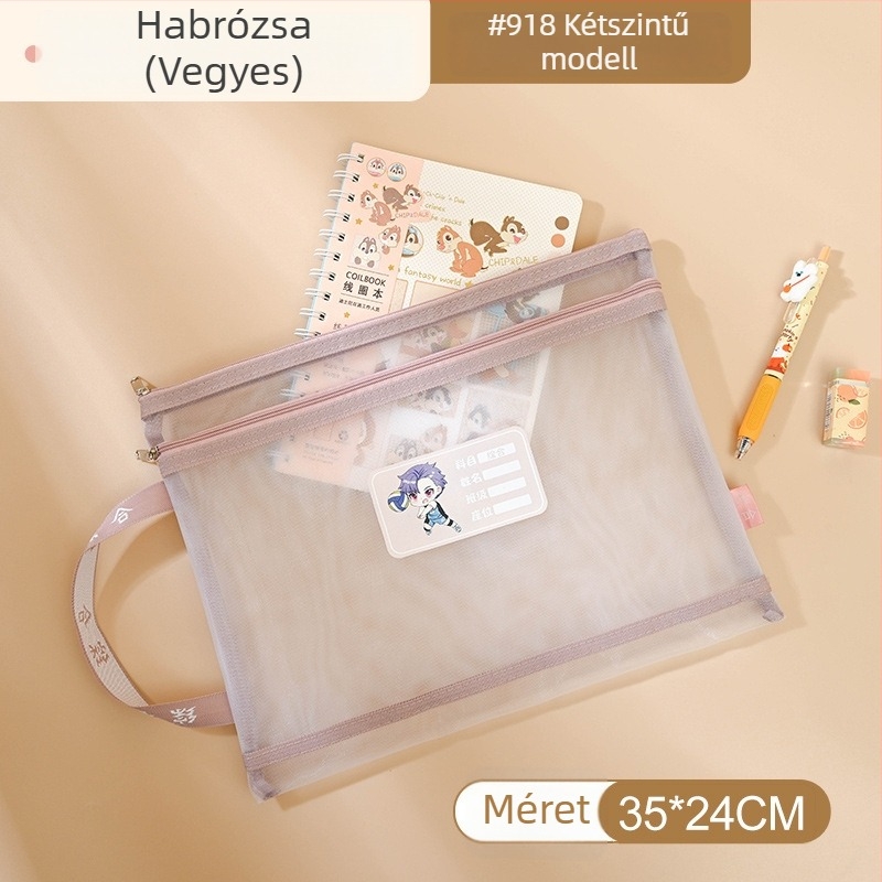 Yifa A4 Diák Zárható Tantárgy Tasak — Nylon Háló Anyag, Zipper Stílus, Karikatúra Stílus, 35 g (egy réteg) / 50 g (két réteg)