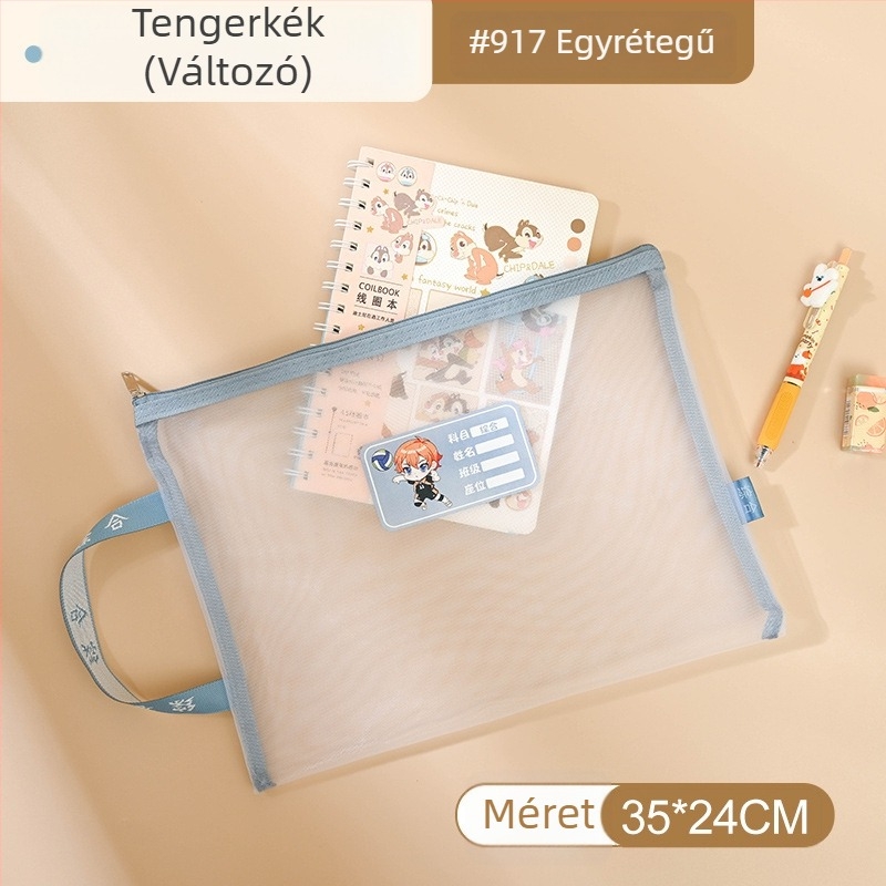 Yifa A4 Diák Zárható Tantárgy Tasak — Nylon Háló Anyag, Zipper Stílus, Karikatúra Stílus, 35 g (egy réteg) / 50 g (két réteg)