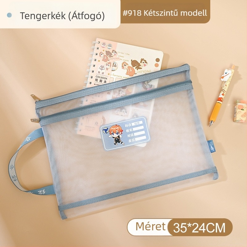 Yifa A4 Diák Zárható Tantárgy Tasak — Nylon Háló Anyag, Zipper Stílus, Karikatúra Stílus, 35 g (egy réteg) / 50 g (két réteg)
