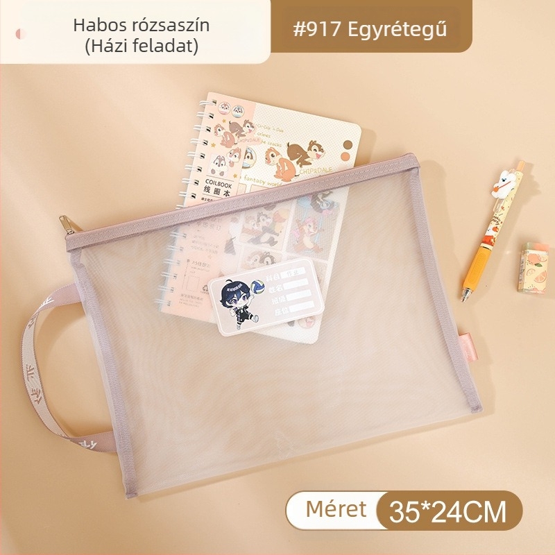 Yifa A4 Diák Zárható Tantárgy Tasak — Nylon Háló Anyag, Zipper Stílus, Karikatúra Stílus, 35 g (egy réteg) / 50 g (két réteg)