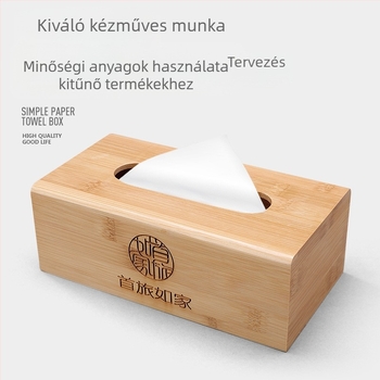 Bambuszból készült fa papírzsebkendő-doboz, téglalap alakú tároló logónyomással, japán stílusú, 18 L kapacitás, nappalira, étterembe és szállodába