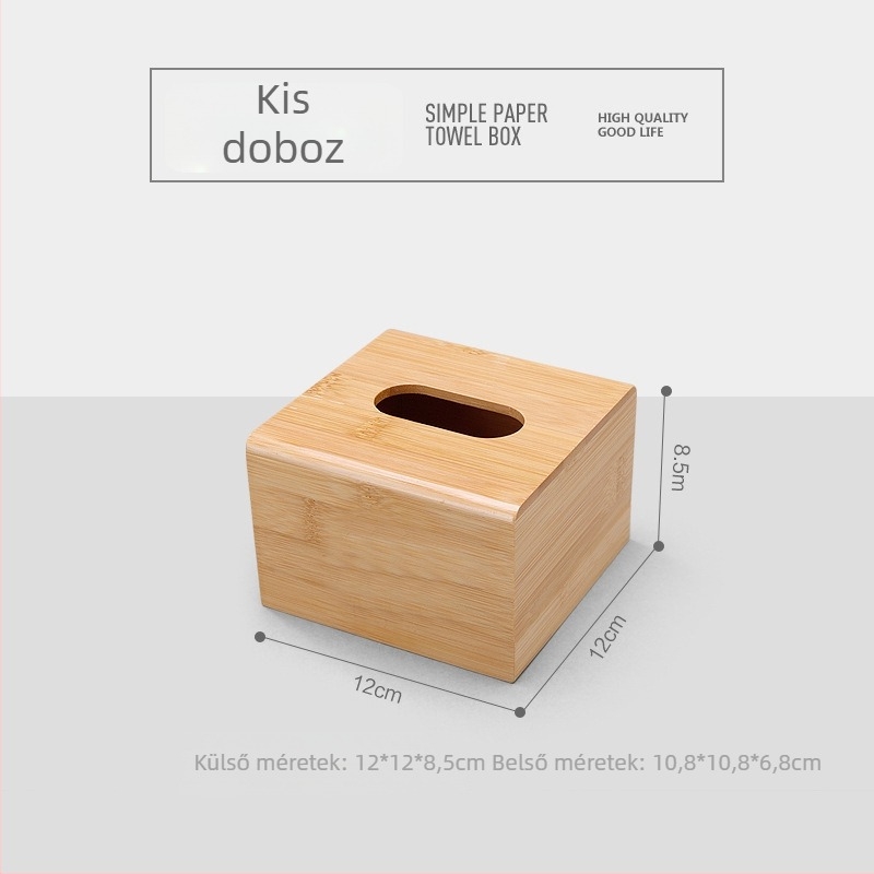 Bambuszból készült fa papírzsebkendő-doboz, téglalap alakú tároló logónyomással, japán stílusú, 18 L kapacitás, nappalira, étterembe és szállodába