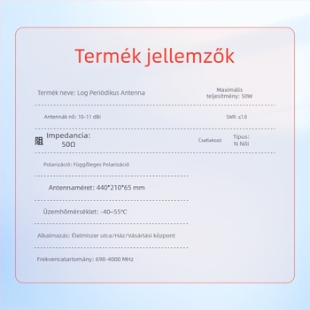 Log-periodikus antenna, 10 dBi nyereség, 698–4000 MHz, kültéri, ayissmoye XDS