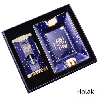 Lafuli12 Csillagkép Sorozat Szivarvágó, Öngyújtó és Hamutartó Készlet — fém test, bután öngyújtó, logó nélküli, ideális ajándék