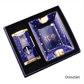 Lafuli12 Csillagkép Sorozat Szivarvágó, Öngyújtó és Hamutartó Készlet — fém test, bután öngyújtó, logó nélküli, ideális ajándék