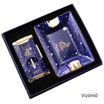 Lafuli12 Csillagkép Sorozat Szivarvágó, Öngyújtó és Hamutartó Készlet — fém test, bután öngyújtó, logó nélküli, ideális ajándék