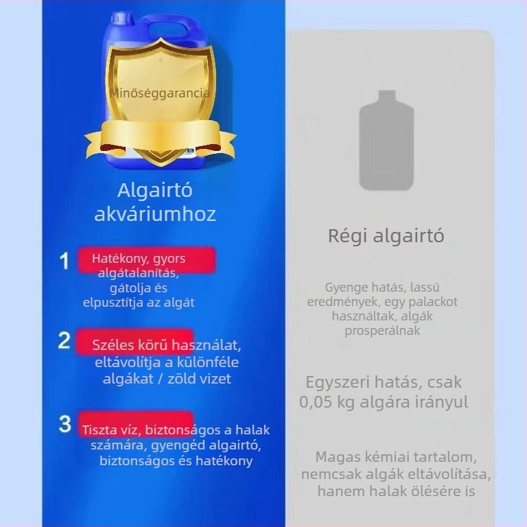 Akvarisztikai algamentesítő – eltávolítja a zöld és barna algákat, filamentous algákat és fekete algákat; víztisztító hatás; tömeg 200-1000 g