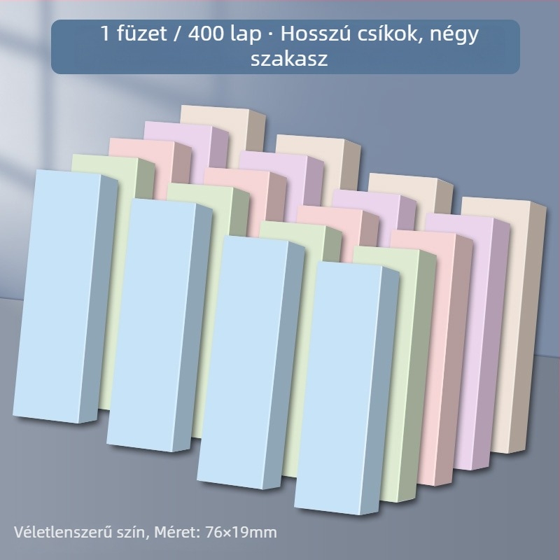 Ragasztós jegyzetek hosszú indexcsíkok – 100 oldal, vastag papírral borított, 0.044 kg, alapcsomagolás, Chuangyi