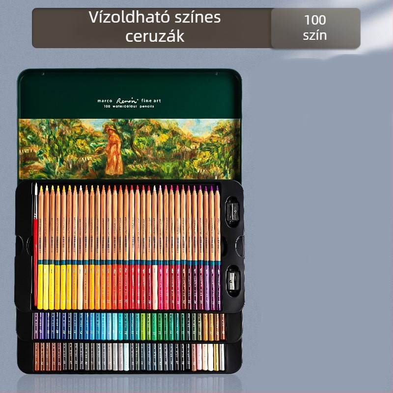 Marco Színes Ceruza Készlet — vízoldékony és olaj alapú, fa testtel, B keménység, írásra és színezésre