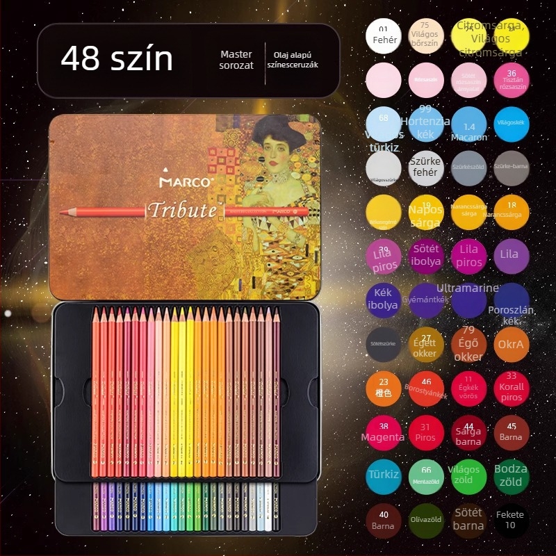 Marco Színes Ceruza Készlet — vízoldékony és olaj alapú, fa testtel, B keménység, írásra és színezésre