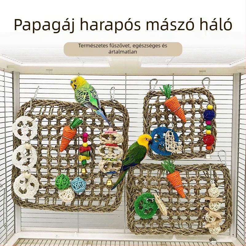 Papagájmászó háló, kézzel szőtt Water Grass játékháló, Anhui eredetű, nem importált, háztartási madárfészek