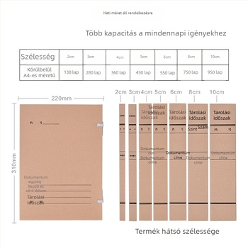 A4-es fájlbox – savmentes archív doboz kraft papírból, Yafei márka, logó nyomtatás elérhető, anyagvastagság 1, hátsó szélesség 40