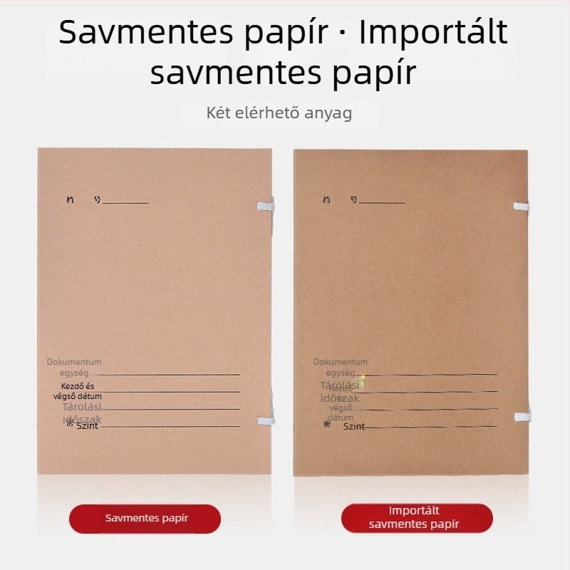 A4-es fájlbox – savmentes archív doboz kraft papírból, Yafei márka, logó nyomtatás elérhető, anyagvastagság 1, hátsó szélesség 40