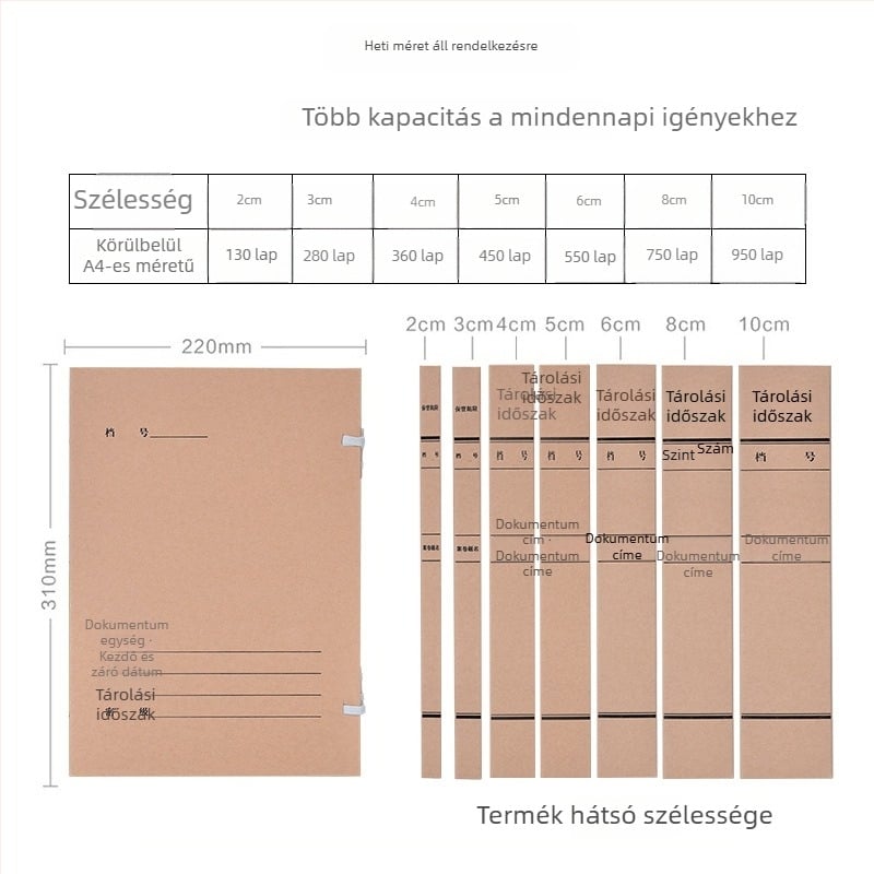 A4-es fájlbox – savmentes archív doboz kraft papírból, Yafei márka, logó nyomtatás elérhető, anyagvastagság 1, hátsó szélesség 40