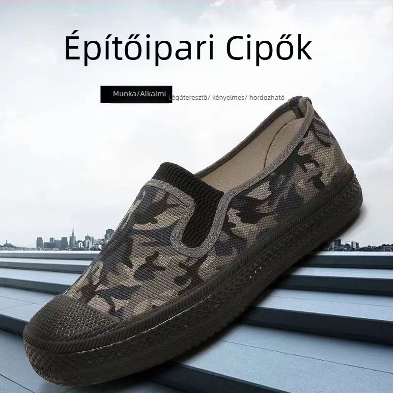 Biztonsági munkacipő - Légies, könnyű; Vászon felsőrész; Gumírozott talp; Vulkanizált szerkezet