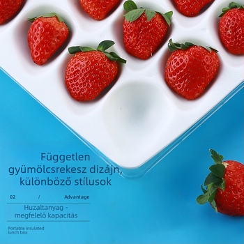 Egyszer használatos, átlátszó eperes doboz, belső támasztékkal, modell 500p, PE műanyag