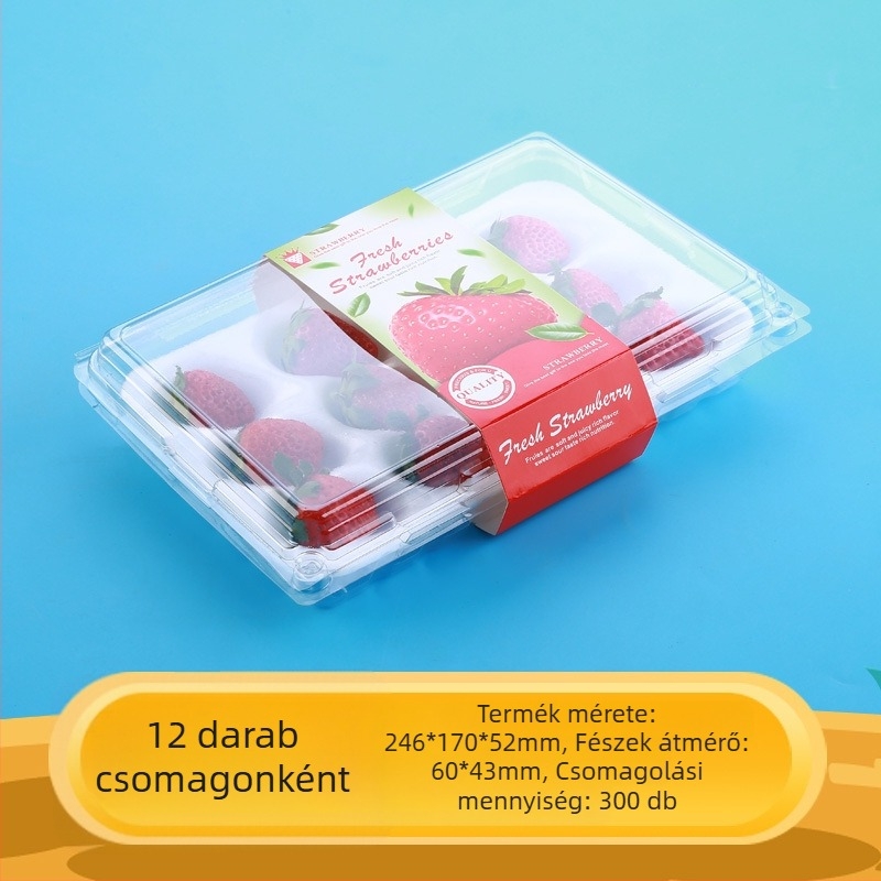 Egyszer használatos, átlátszó eperes doboz, belső támasztékkal, modell 500p, PE műanyag