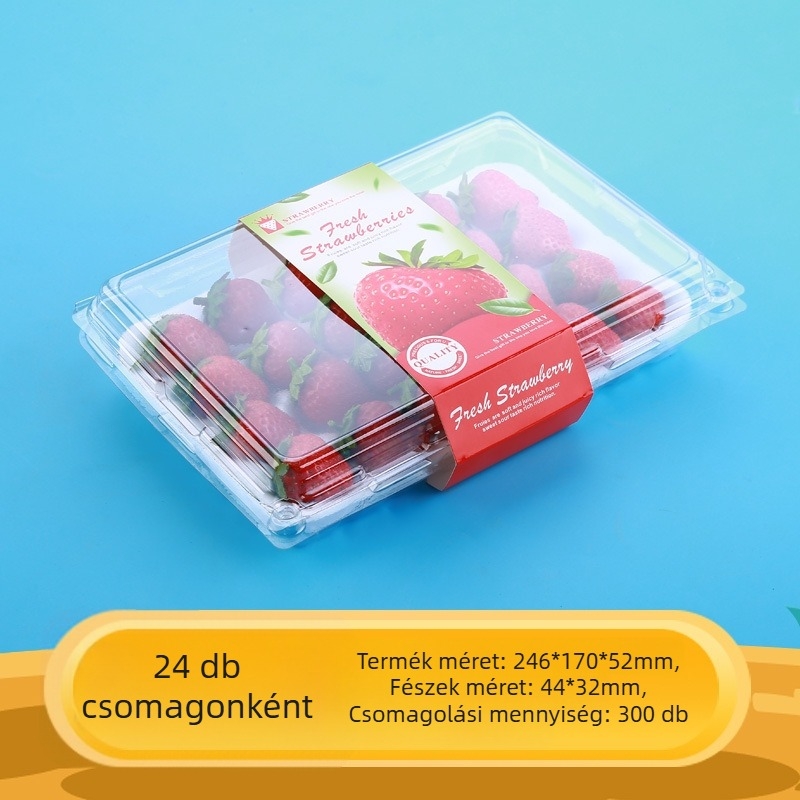 Egyszer használatos, átlátszó eperes doboz, belső támasztékkal, modell 500p, PE műanyag