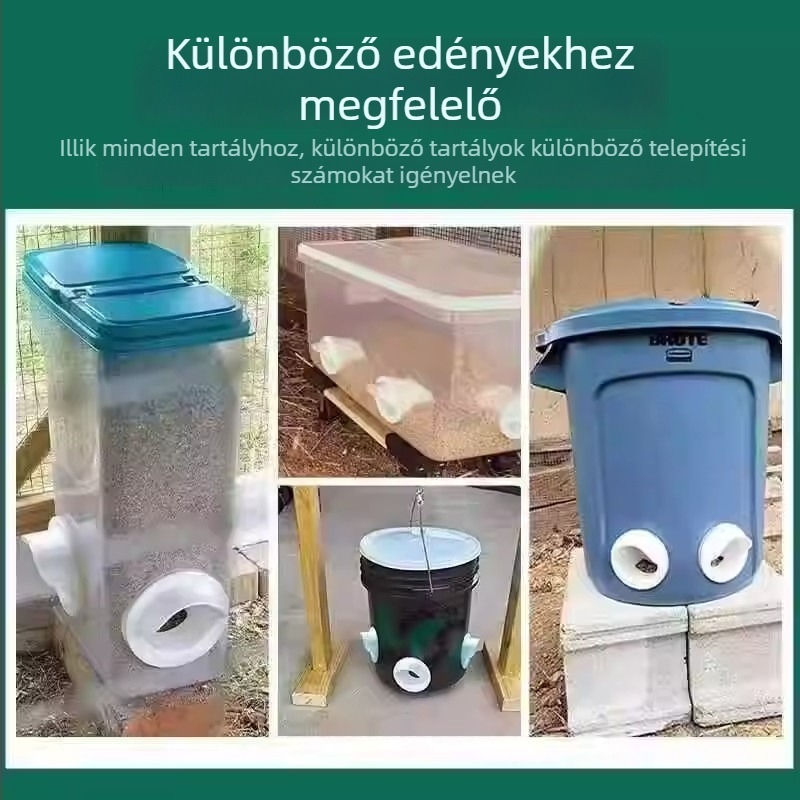 Szárnyasok automata etetője lyukasztóval, nagy kapacitású, modell 006, műanyag