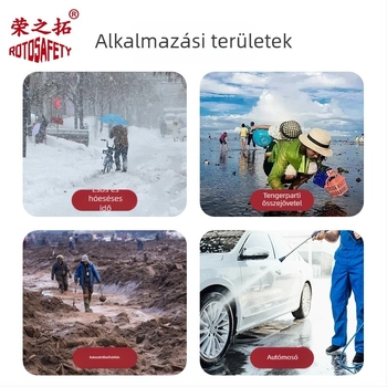 Férfi esőcsizmák gumiból és műanyagból, vízállóak, olajállóak, sav- és lúgállóak, PVC anyagú, gyorsan száradó bélés, középmagasságú